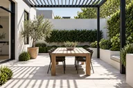 Illustrative outdoor courtyard and pergola